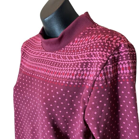 Fabletics Holly seamless long sleeve top Merlot multi new xl Nordic fair isle - Picture 5 of 9